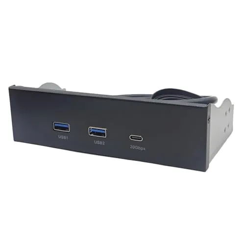 Comphic Frontplatte USB für PC 2 Ports USB 3.2 GEN1 5 Gbit/s + 1 Type-C Port 10 Gbit/s / 20 Gbit/s Hub für Desktop 5,25 Floppy Drive Bay