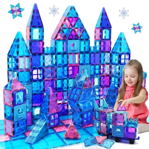 Magnetische Bausteine 102 Teile Magnetbausteine Spielzeug ab 3 Jahre Magnete Kinder Magnetspielzeug Mit Riesenrad/2 Autos Montessori Kinderspielzeug ab 3 4 5 6 7 8 9+ Jahre Junge Mädchen Geschenke