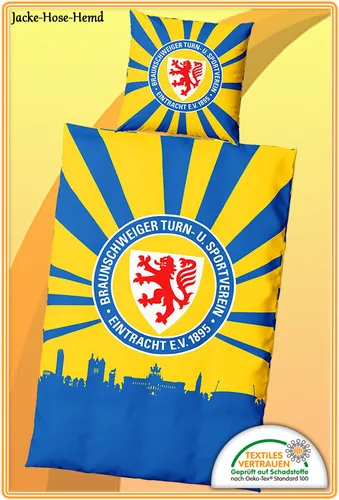 Bettwäsche Eintracht Braunschweig Baumwolle Gelb Blau Beutel Gr. 135x200cm NEU