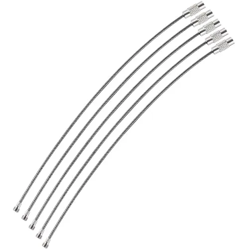 webbomb® 5x Schlüsselringe aus Drahtseil 1,5x 150mm Edelstahl Gepäckanhänger mit PVC Ummantelung & Drehverschluss multifunktionale Drahtringe Schlüsselanhänger Schlüssel Organizer (Schwarz)