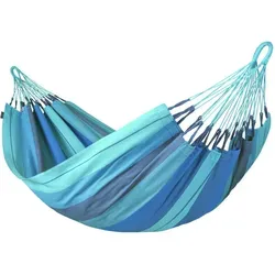 La Siesta Hängematte Single Modesta lagoon blau - Hängematte aus 100% Bio-Baumwolle, handgemacht in Kolumbien, mit hoher Belastbarkeit und reißfester Webkante. Ideal für entspannte Momente im Freien.