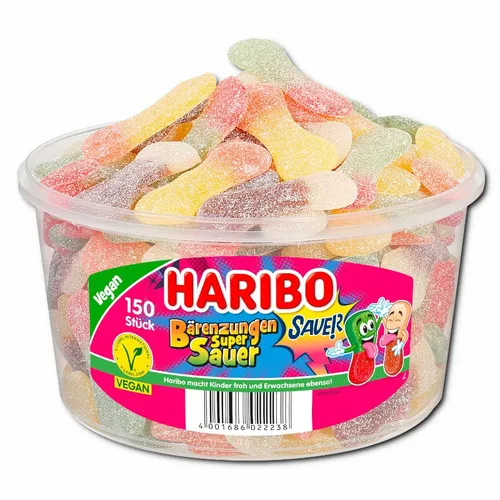  Haribo Bärenzungen super sauer, Fruchtgummi, 150 Stück 5,89€/1kg