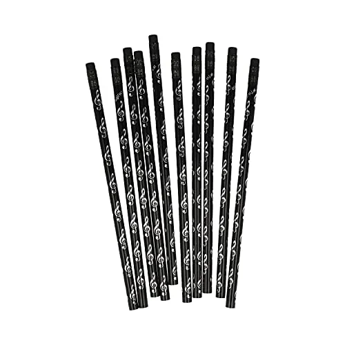 Bleistift mit Radiergummi Violinschlüssel schwarz/silber Set aus 10 Stück
