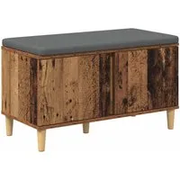 vidaXL Flurbank mit Kissen aus Altholz 80 x 38 x 46 cm - Moderne Flurbank für den Innenbereich mit praktischem Stauraum und komfortablem Kissen. Ideal für Flure, kombiniert sie Funktionalität mit einem eleganten Design und sorgt für Ordnung und Stil in deinem Zuhause.
