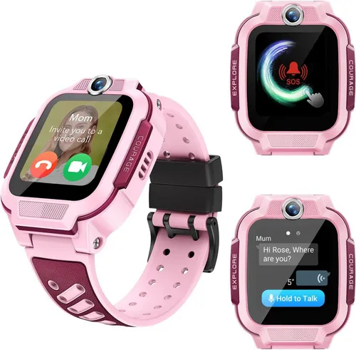OKYUK 4G Kinder Smartwatch mit GPS - Moderne 4G Kinder Smartwatch mit GPS-Tracking und SOS-Funktion. Ideal für die Sicherheit Ihrer Kinder und ermöglicht Videoanrufe. Perfekt für Schule und Freizeit!