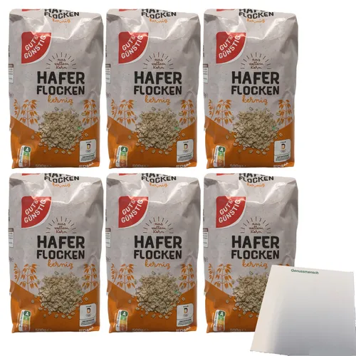 Gut & Günstig Haferflocken kernig 6er Pack (6x500g Packung) + usy Block