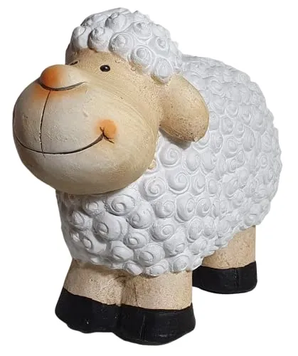 Bambelaa! Schaf Deko Figur Garten Gartenfigur Groß Für Außen und Innen Zum Stellen ca. 31 x 13 x 23 cm Schwarz Weiß