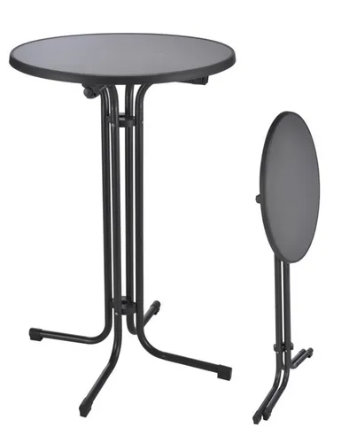 Haushalt International Bistro-Stehtisch aus Stahl - Stehtisch aus Stahl in anthrazit, mit platzsparend einklappbarer Tischplatte und robustem Gestell – ideal für Veranstaltungen und Partys.
