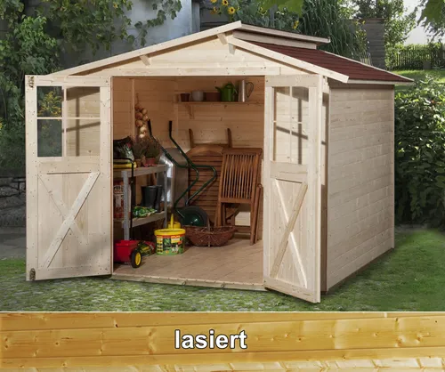 Weka Holz-Gartenhaus Natur Pultdach 217 cm - Platzsparend und Modern - Holz-Gartenhäuser: Das Weka Gartenhaus bietet 4,93 m² Platz, eine breite Durchgangsöffnung und modernes Design. Ideal für die Aufbewahrung von Geräten und Möbeln.