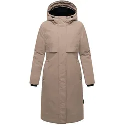 Navahoo Wintermantel Eismelodie 14 - Modischer Winter Parka mit Kapuze in Taupe, Größe XL - Funktionsjacken, wasser- und windabweisend, ideal für kalte Tage mit regulierbarer Kapuze und wärmendem Fleece-Futter.
