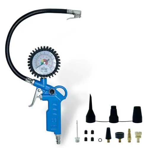 CCLIFE 3-IN-1 Reifendruckprüfer & Reifenfüller mit Ventil-Kern-Werkzeug und mehreren Ersatzteilen, 12 Bar (170 PSI) – Für Auto, Fahrrad, Lkw, Motorrad