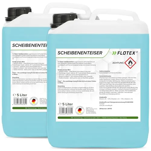 Flotex Scheibenenteiser Auto (2x5L) hochwirksam & ohne Kratzen | Scheibenfrost Enteiser Auto verhindert zuverlässig Wiedervereisung | Scheiben EIS Entferner sehr effektiv bis -40°C | Made in Germany