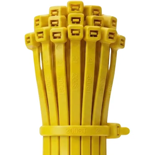 Stück Kabelbinder Gelb, 370 × 4,8mm, bis 22,2kg Zugfestigkeit, Nylon PA6.6, 100