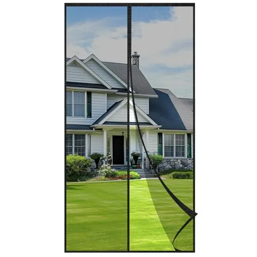 Velway Fliegengitter Balkontür Magnet 90x210cm | Premium Insektenschutz ohne Bohren, Automatisches Schließen, Extra Breites Klettband, Dichtes Fliegennetz für Terrassentür