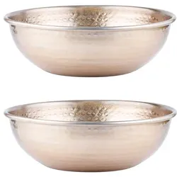 Marrakesch Orient & Mediterran Interior Dekotablett 2er Set Engla Gold 27cm - Dekotabletts – Handgefertigte marokkanische Schalen aus Aluminium, langlebig und einzigartig im Design, ideal für stilvolle Dekoration in jedem Raum.