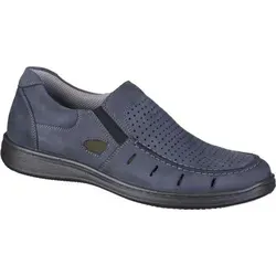 JOMOS Herren Leder Sommer Slippers navy, Climafutter, Jomos Aircomfort Fußbett - Blau - 46
