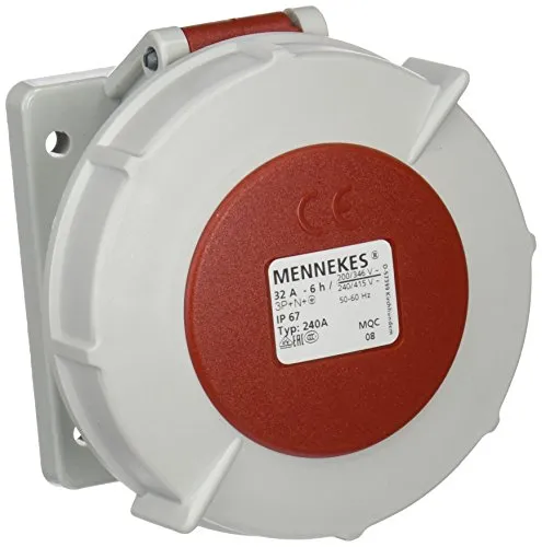 Mennekes CEE Einbausteckdose 32A 5p 400V IP67 - robuste und wasserdichte Anbausteckdose für Innen- und Außenbereich, Typ 240A
