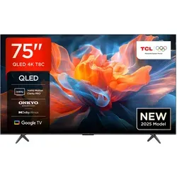 TCL 75T8C 75 Zoll QLED 4K HDR Fernseher - QLED Fernseher mit Dolby Vision & Atmos, 144Hz Motion Clarity Pro für flüssige Bewegungen und FreeSync für ein optimales Gaming-Erlebnis.
