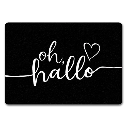 Oh Hallo Fußmatte 35x50 cm Herzdesign - Elegante Fußmatte ohne Rand in 35x50 cm, aus strapazierfähigem Kunstfaser-Gummi gefertigt. Ideal für den Einsatz im Eingangsbereich und sorgt für einen einladenden Eindruck.