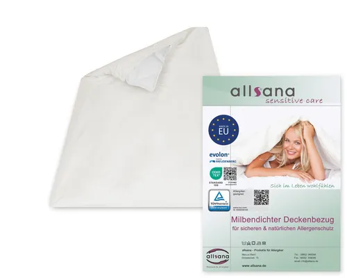 Allsana Allergiker Kinder Deckenbezug 100x135 cm - Allergikergeeigneter Encasing Deckenbezug für Kinder, bietet optimalen Milbenschutz und ist trocknergeeignet. Ideal für ein gesundes Schlafumfeld im Kinderzimmer.
