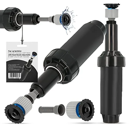 Versenkregner Rasensprenger 5cm Verstellbare Sprinklerdüse 360° 5,2m Universelle Professionelle Bewässerung für Rasenflächen Garten Pflanzbeete Sprinkleranlage Automatischer Sprinklersatz