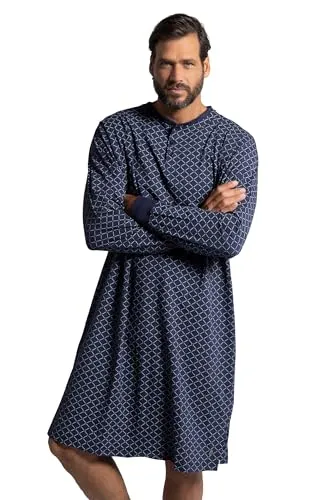 JP1880 Schlafanzug Nachthemd uni Langarm blau 6XL - Bequemer Schlafanzug in dunklem Marineblau, Größe 6XL. Hergestellt aus 100% Baumwolle für hohen Tragekomfort. Ideal für entspannte Nächte und ruhigen Schlaf.