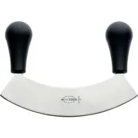 Wiegemesser 23cm schwarz - Rostfreies Stahlmesser mit Kunststoffgriff, ideal zum schnellen und mühelosen Schneiden von Kräutern und ähnlichen Lebensmitteln.