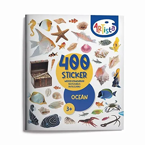 Artista 9315127 Stickerbuch Meer, 400 naturgetreue Sticker, wiederverwendbar, für Erwachsene und Kinder ab 3 Jahren