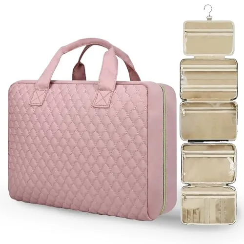 Voyagrise Kulturbeutel kulturtasche Damen, Kulturtasche zum Aufhängen, Toiletry Bag Kosmetiktasche Reise Waschtasche Transparent für Makeup,Toilettenartikel