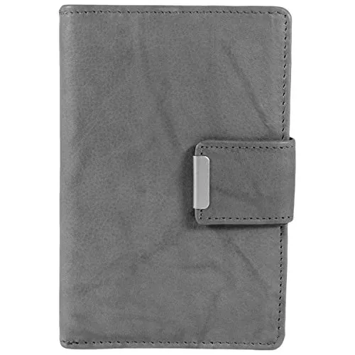 Money Maker Damen Leder Geldbörse Portemonnaie mit Reigel 509B, Farbe:Grau