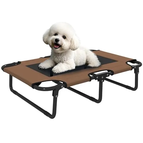 PawHut Erhöhtes Hundebett klappbar - Hundebetten für kleine und mittelgroße Hunde, atmungsaktives Netzdesign für optimalen Komfort und einfache Reinigung, ideal für drinnen und draußen.