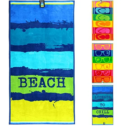 jilda-tex Strandtuch 90x180 cm Badetuch Strandlaken Handtuch 100% Baumwolle Velours Frottier Pflegeleicht (Painted Beach)