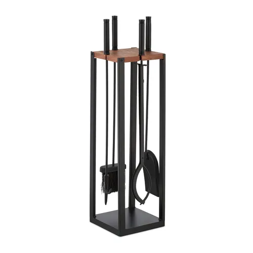Kaminbesteck 5-teilig schwarz/braun von Relaxdays