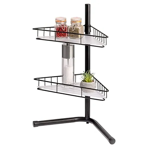 bremermann Eckregal, Küchenregal, 2 Körbe, Badregal, inkl. Einlegeboden, schwarz