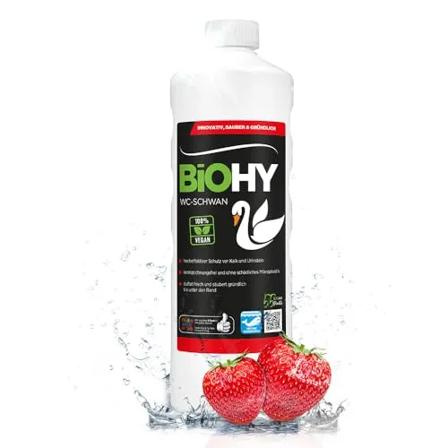BiOHY WC-Schwan (1l Flasche) | WC-Reiniger Gel für hygienische Sauberkeit bis unter den Rand | angenehmer, langanhaltender Frische-Duft | Beugt Kalk und Urinstein vor