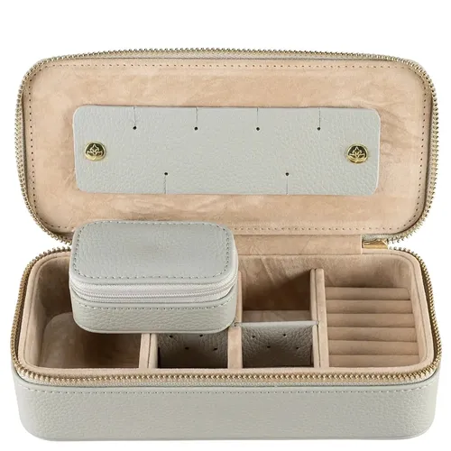 WINDROSE Schmuckkoffer Jewellery Box Set, 2 St - Schmuckkoffer Set für Ordnung und Schutz Ihrer Schmuckstücke. Die große Box bietet 5 Fächer und 7 Ringpolster, während die kleine Box ideal für unterwegs ist.