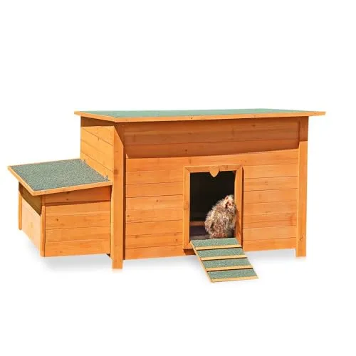 Melko Hühnerhaus 149x80x79CM - Robuster Kleintierstall mit aufklappbarem Dach - Geräumiges Hühnerhaus für bis zu 4 Hühner – Wetterfest, aus hochwertigem Holz und mit zwei Nistplätzen für optimalen Komfort. Perfekt für Garten & Hof!