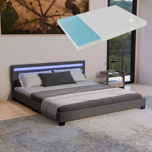 Juskys Polsterbett Paris 180 x 200 cm - Doppelbett in schwarz mit Kaltschaummatratze, bietet optimalen Schlafkomfort und ist ideal für Schlafzimmer oder Gästezimmer.