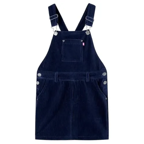 vidaXL Kinder-Latzkleid Cordkleid Kleid Kinderkleid Kordkleid Cord Marineblau 104