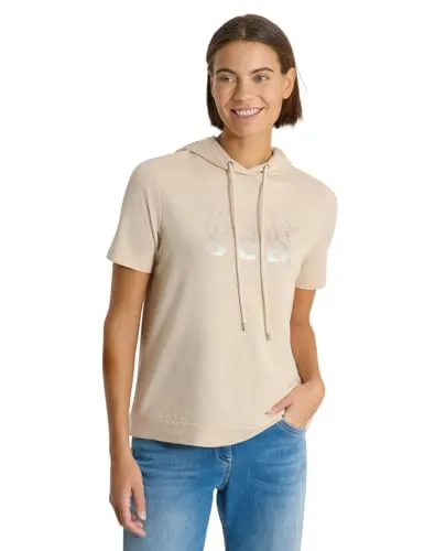 Damen Kurzarm Shirt mit Kapuze und Wording von CECIL