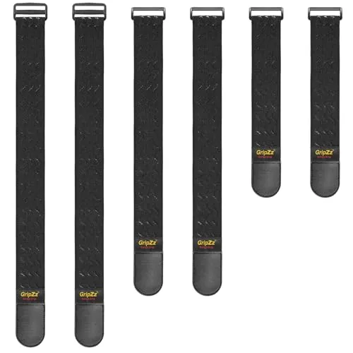 GripZz Gurtbänder, Elastische Gurte mit Klettverschlüssen, 3 Größen (61/46/30cm x 5cm), Klettband mit Schnalle für die Organisation Ihrer Verlängerungskabel, Schläuche, Fahrrad, Werkstatt, Garage
