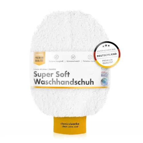 Chemicalworkz Mikrofaser Autowaschhandschuh - extrem saugstark - Waschhandschuh Auto ohne Daumen. Mikrofaser Handschuh, Wash Mitt, Auto Handschuh | Bundfarbe: Gold
