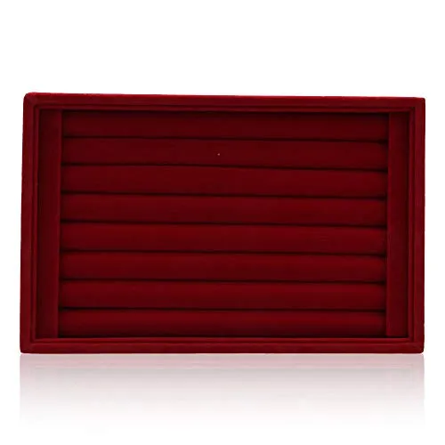 SuperglockT Schmucklade Schmuckdisplay Weich Samt kratzfest Ringbox Schmuckaufbewahrung Ringkasten Ringlade Ohne Abdeckung Schmuck Behälter für Ohrringe Ringe Broschen Halskette 23 * 15 * 3cm (Rot)
