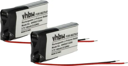 vhbw 2x Akku Ersatz für Plantronics 66278-01, PA-PL003, 79879-01 für Wireless Headset Kopfhörer (140 mAh, 3,7 V, Li-Polymer)