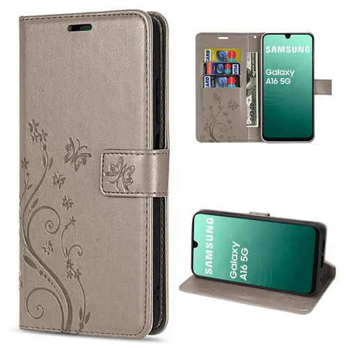 Handy Tasche für Samsung Galaxy A17 5G Handyhülle Klapphülle Wallet Case Grau