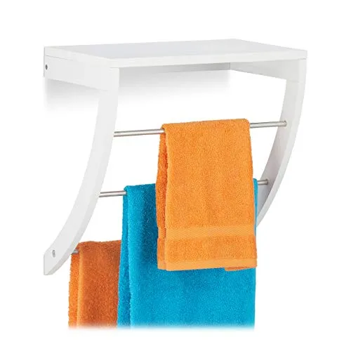 Wandhandtuchhalter rostfrei - Handtuchregal für Ihr Bad - Handtuchhalter aus 80% Faserplatte und 20% Edelstahl, rostfrei und ideal für ein modernes Badezimmer. Maße: 38 cm Breite, 40 cm Höhe, 25 cm Länge.