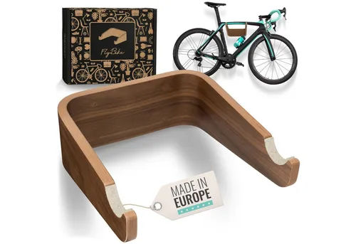 madeco Fahrradwandhalterung FlyBike Fahrrad Wandhalterung Holz - Design Fahrradhalter für Wohnung (mit Fischer Dübeln und Wollfilz Rahmenschutz), für Rennrad, Gravel Bike, Mountainbike, Fixie