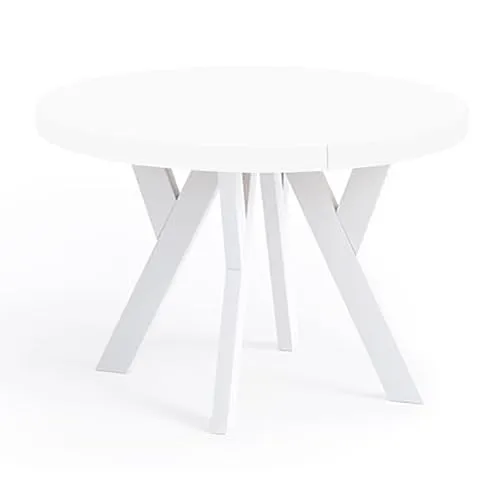 Runder Ausziehbarer Tisch PERO, 90/140 cm, Weiß - Skandinavischer Loft-Stil - Esstisch im Loft- und skandinavischen Stil, aus robustem Buchenholz mit einer widerstandsfähigen Laminatplatte. Praktisch ausziehbar von 90 cm auf 140 cm Durchmesser, ideal für jede Esszimmergestaltung.