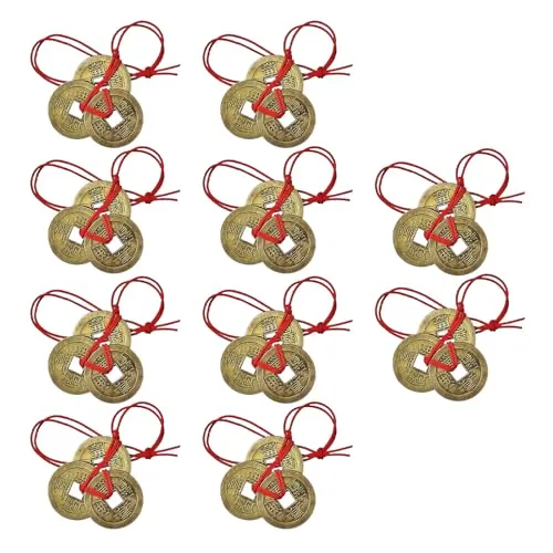 NYGGTYK 10 Stück Chinesische Glücksmünzen, Chinesische Neujahrsmünzen, Chinesische Feng Shui-Münzen, Chinesische Feng Shui-Bronze, Chinesische Kupfermünzen, Chinesische Neujahrsdekorationen
