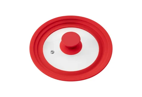 bremermann Universaldeckel Universal-Glasdeckel mit Silikonrand, 16/18/20 cm, rot klein